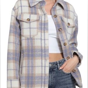 Avec Les Filles Plaid Jacket in Blue and Cream